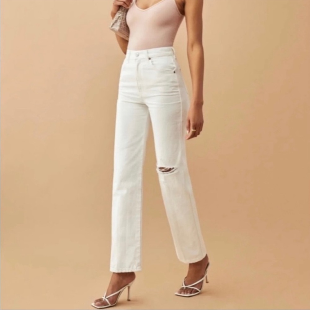 Reformation NWT Cowboy High Rise Straight Jeans in White 26